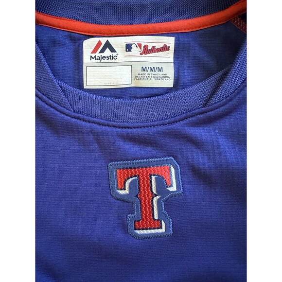 Majestic Texas Rangers Men’s M Thermal Sweater Shirt MLB Baseball Blue Sports - Picture 5 of 13
